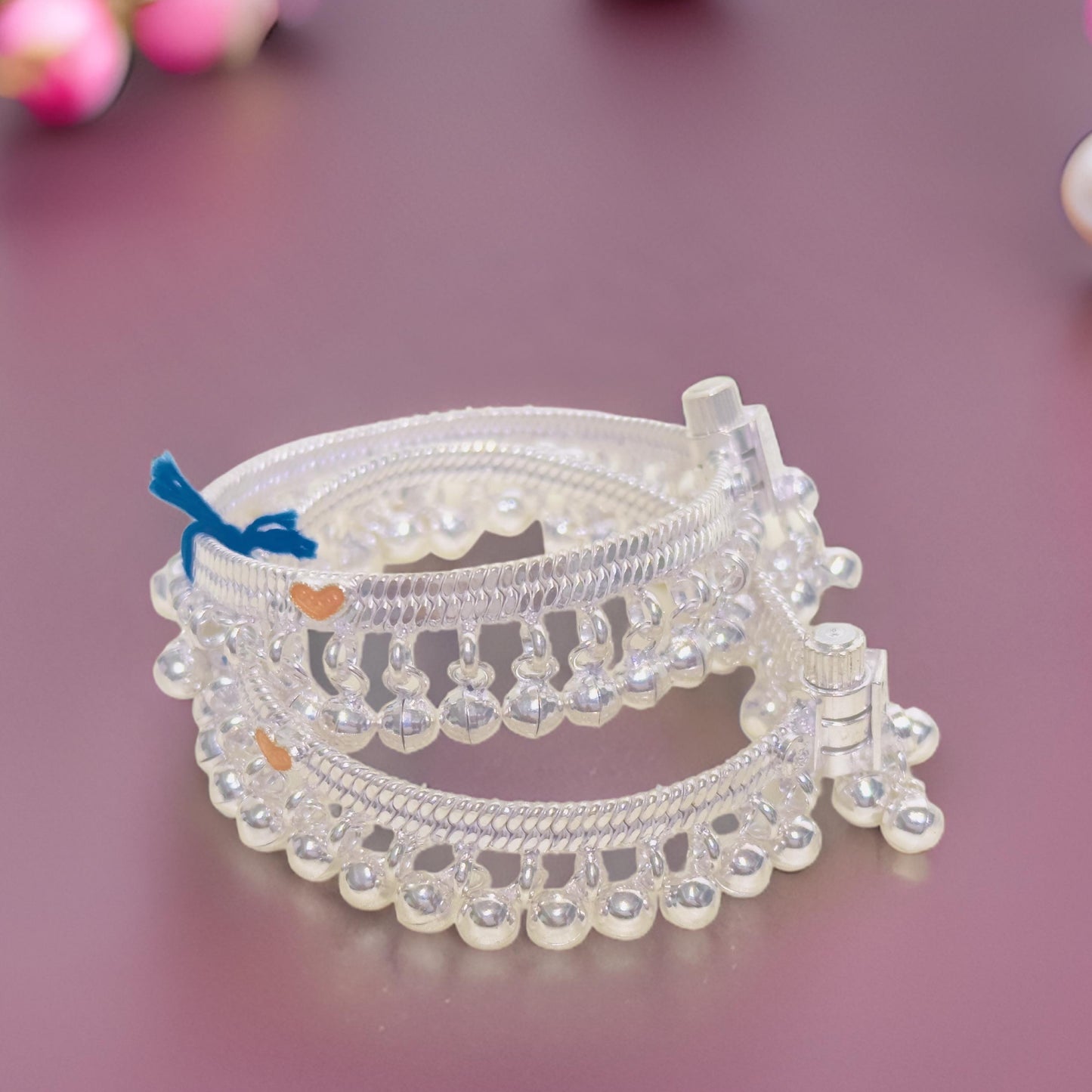 Anushi Silver Baby Hollow Anklet 6.5 Inches