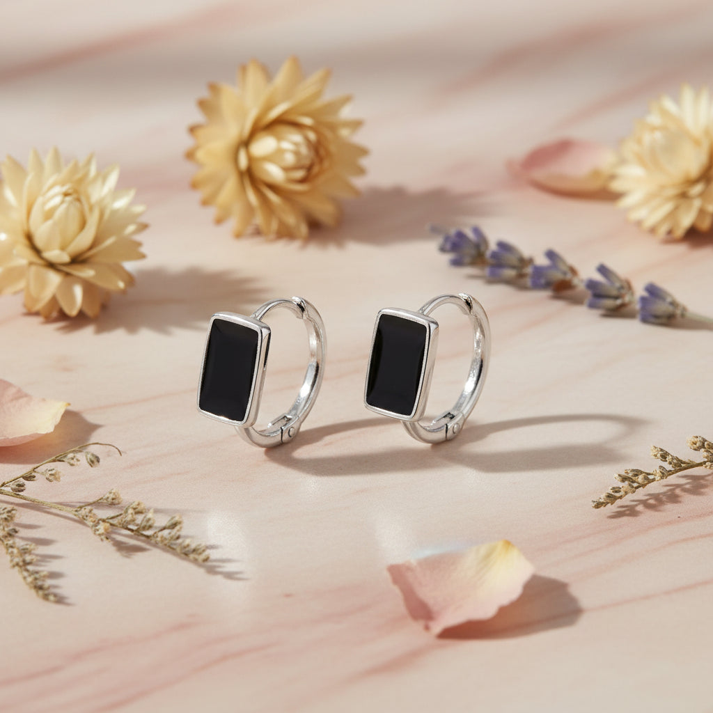 925 Sterling Silver Square Hoop Earrings