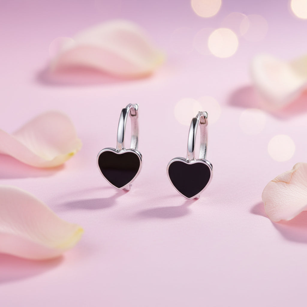 925 Sterling Silver Heart Hoop Earrings