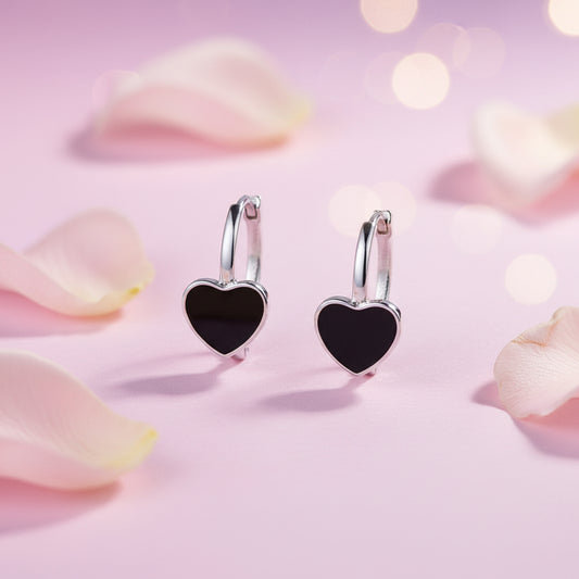 925 Sterling Silver Heart Hoop Earrings