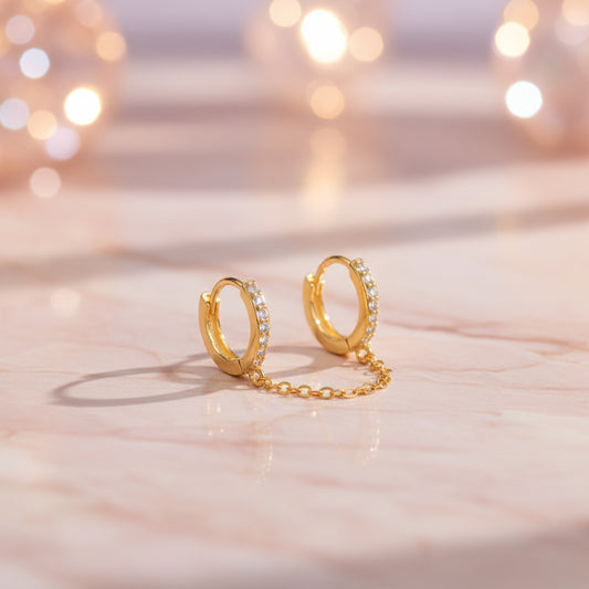 Gold Plated 925 Sterling Silver Double Hoop Earrings