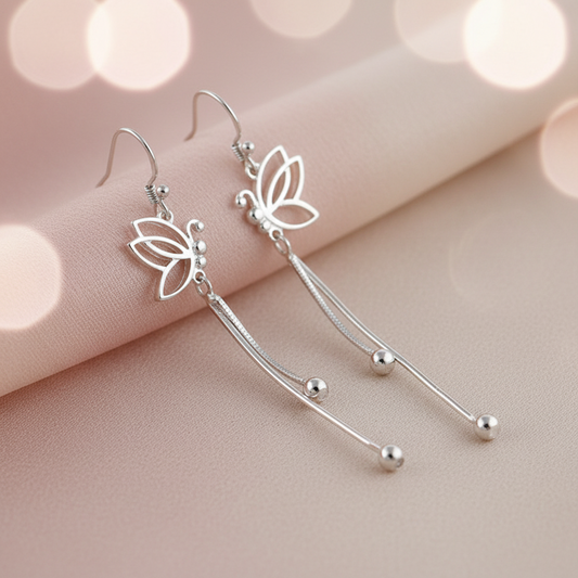 925 Sterling Silver Butterfly Drop Hook Earrings