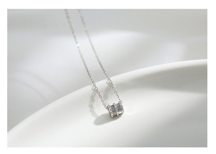 Rhodium Plated 925 Sterling Roller Bead Necklace