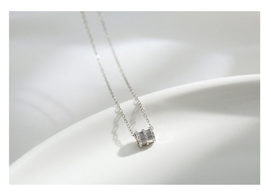 Rhodium Plated 925 Sterling Roller Bead Necklace