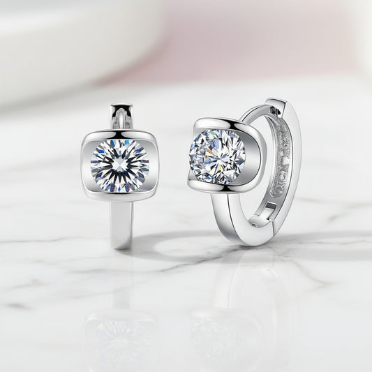 925 Sterling Silver Stone Hoop Earrings
