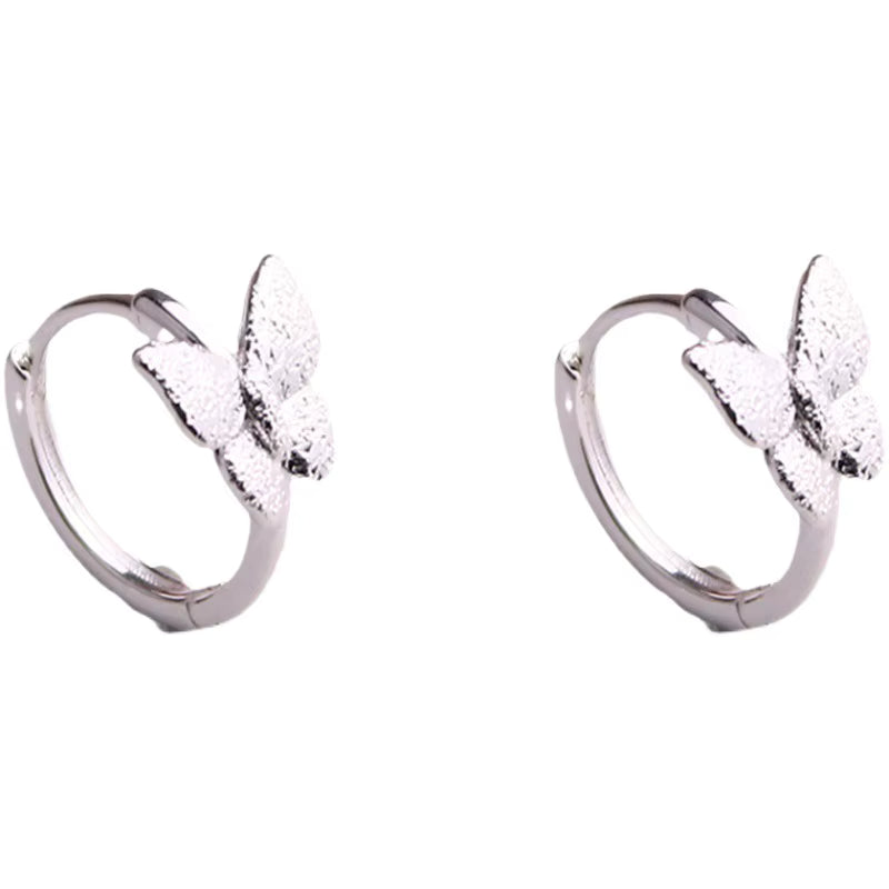 925 Sterling Silver Butterfly Hoop Earrings