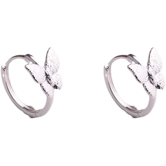 925 Sterling Silver Butterfly Hoop Earrings