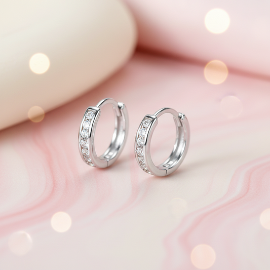 925 Sterling Silver Huggie Hoop Earrings