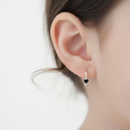 925 Sterling Heart Epoxy Hoop Earrings