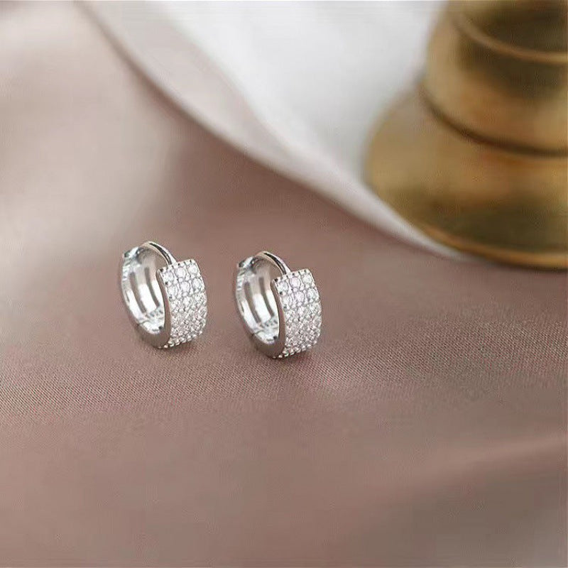 Rhodium Plated 925 Sterling CZ Hoop Earrings