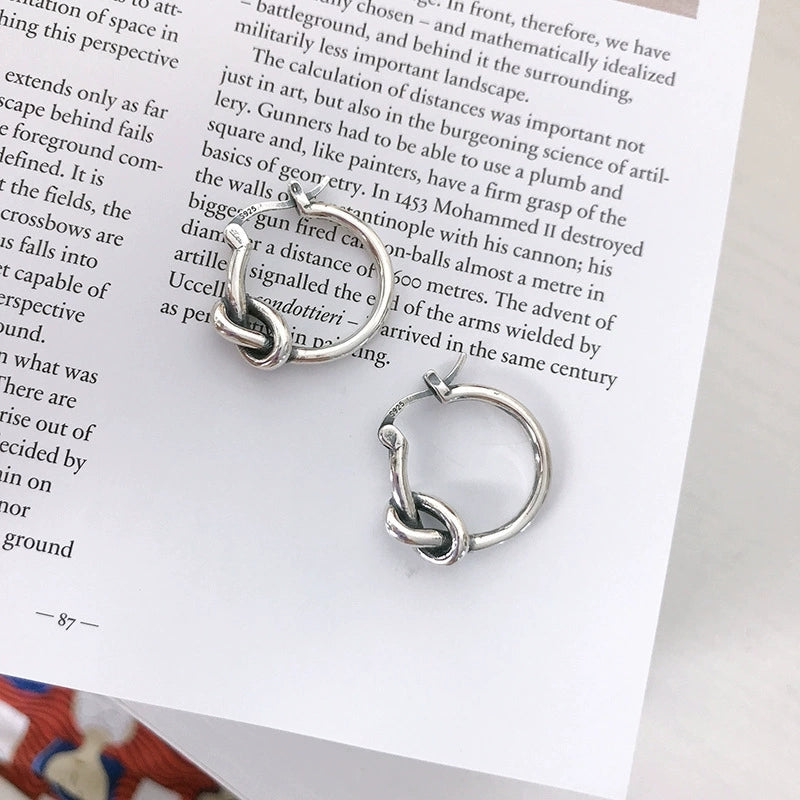 925 Sterling Silver Knot Hoop Earrings