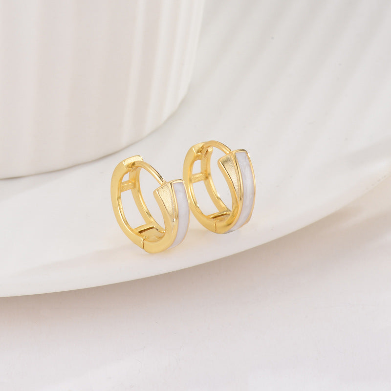 Gold Plated 925 Sterling Silver MOP Hoop Earrings