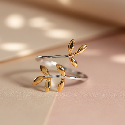 925 Sterling Silver Adjustable Two Tone Ring