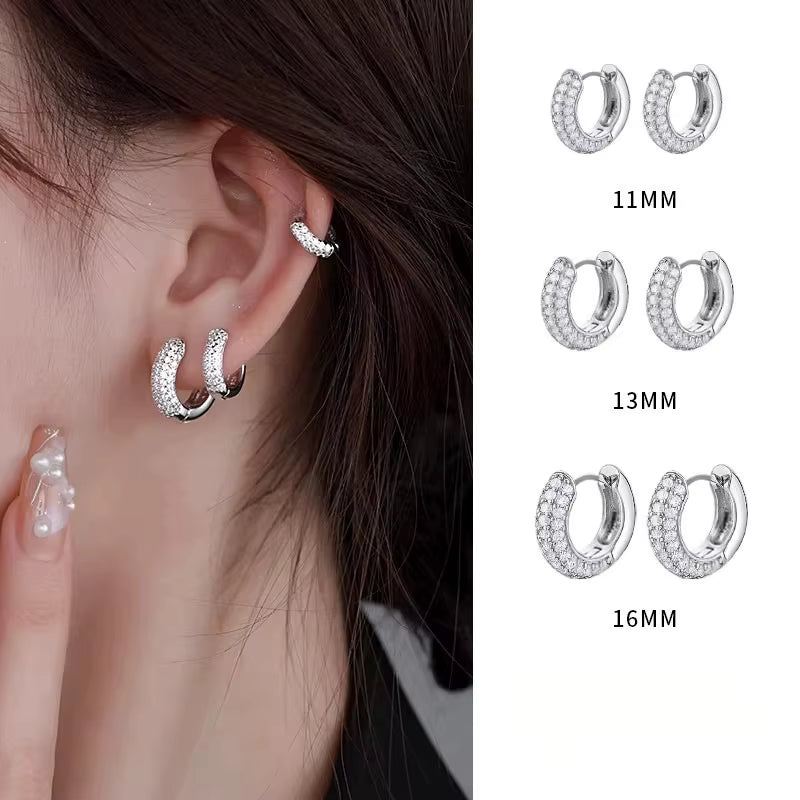 925 Sterling Silver Micropave Hoop Earrings