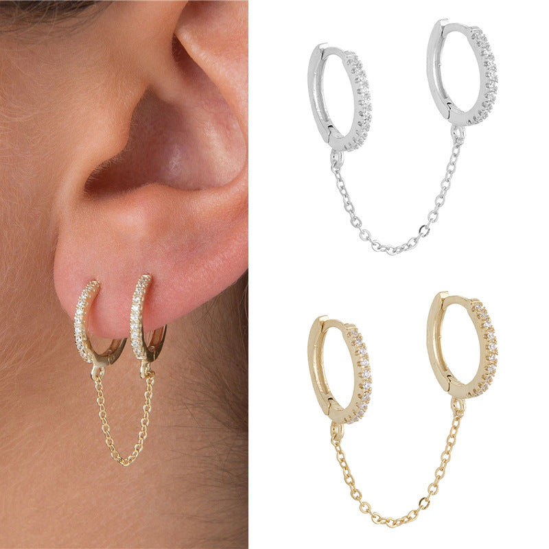 Gold Plated 925 Sterling Silver Double Hoop Earrings
