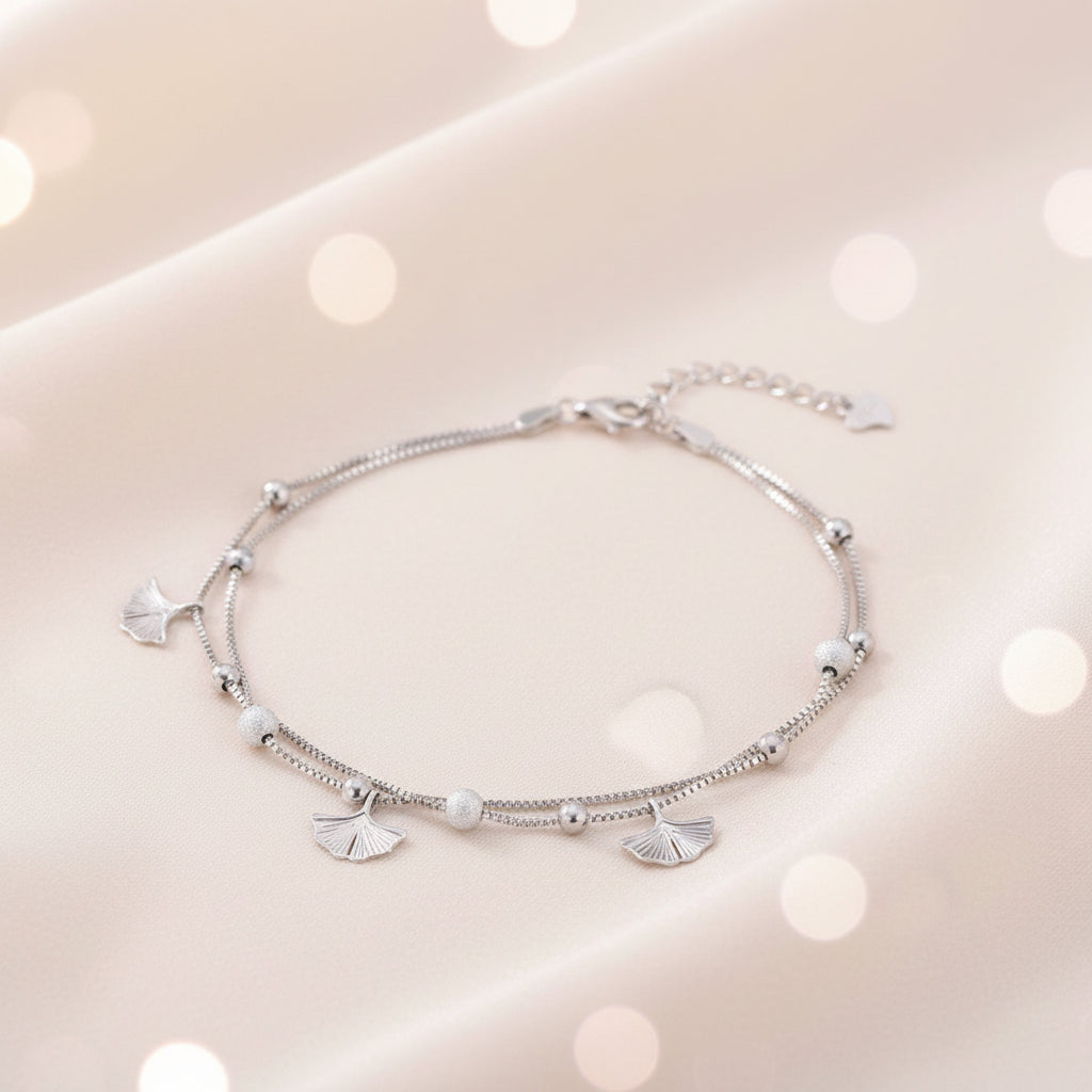 925 Silver Petal Drop Anklet