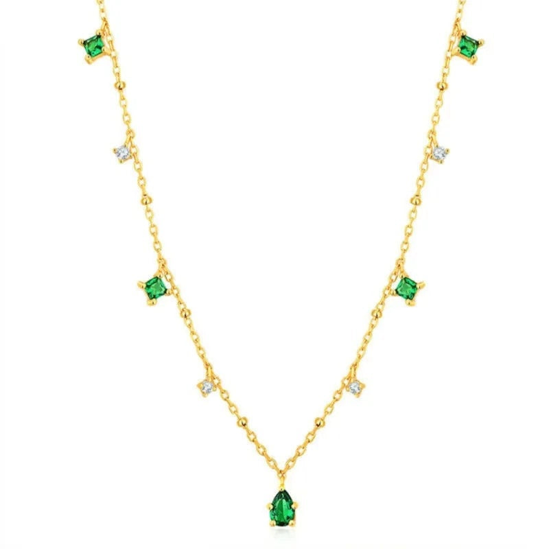 Gold Plated 925 Sterling CZ Charm Bead Necklace