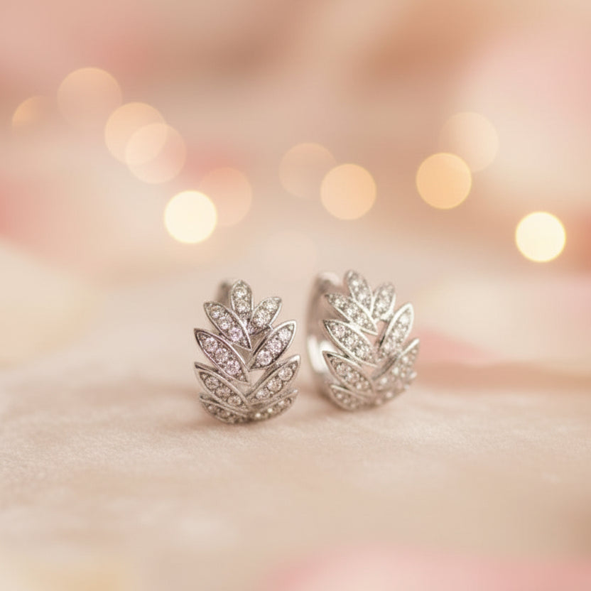 Rose Gold Plated 925 Sterling Silver CZ Huggie Hoop Earrings
