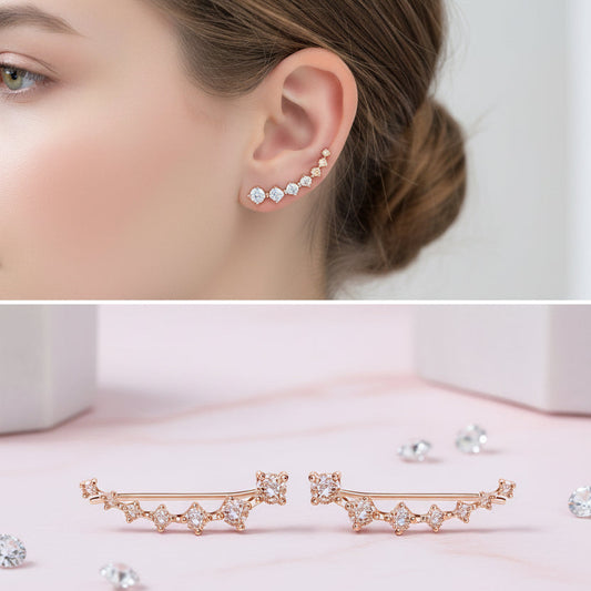925 Silver Cubic Zirconia Ear Pins