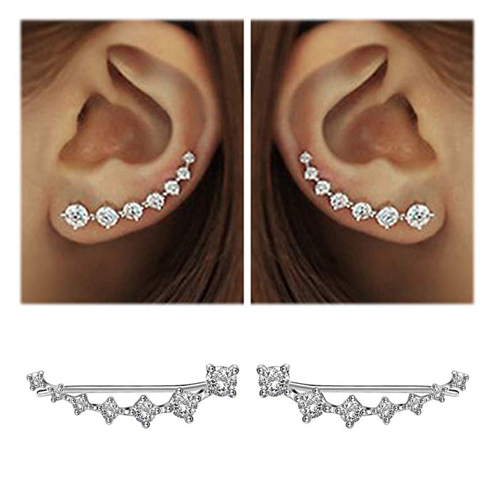 Gold Plated 925 Silver Cubic Zirconia Ear Pins