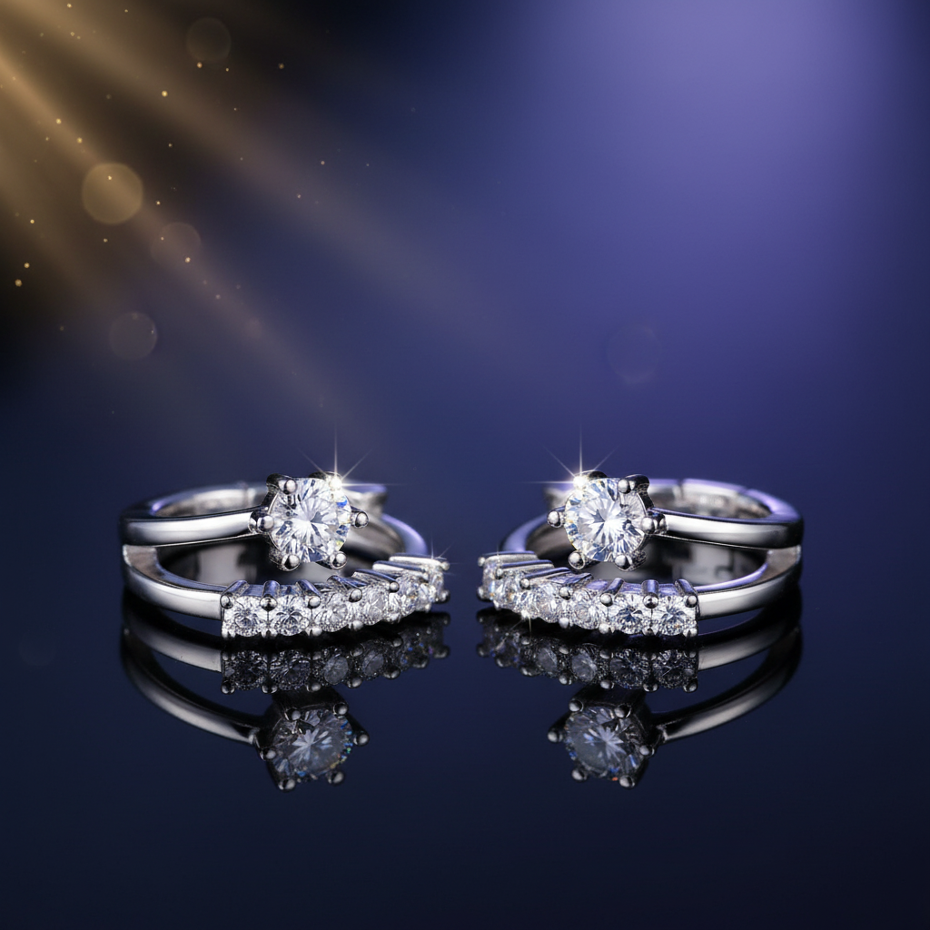 925 Sterling Silver Douple Ring Hoop Earrings