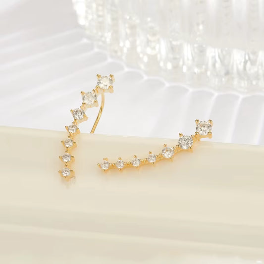 Gold Plated 925 Silver Cubic Zirconia Ear Pins