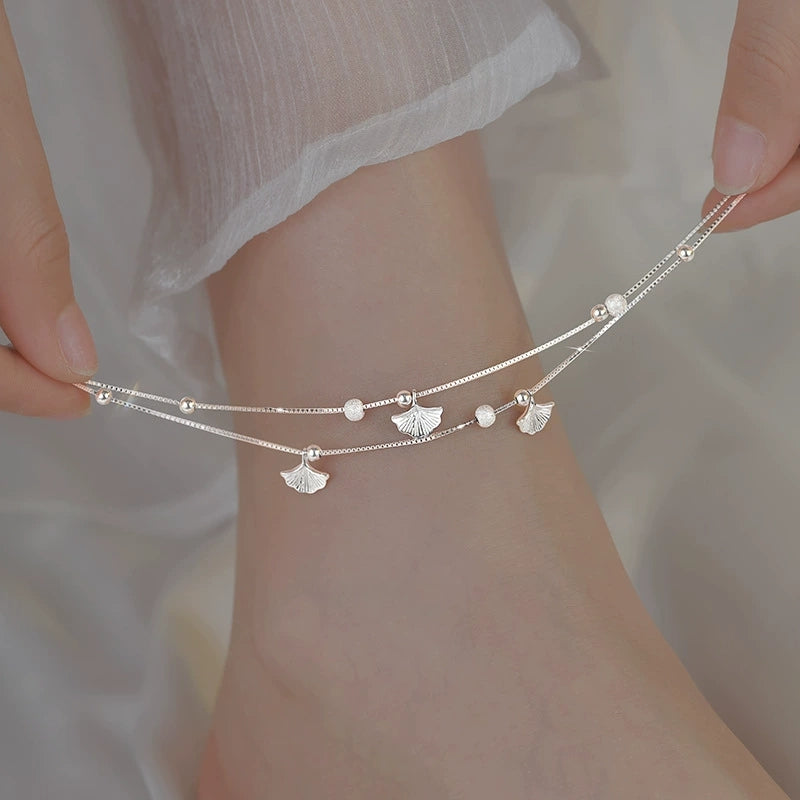 925 Silver Petal Drop Anklet