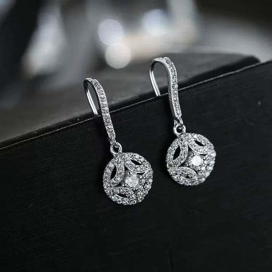 925 Sterling Silver Crystal Drop CZ Hook Earrings