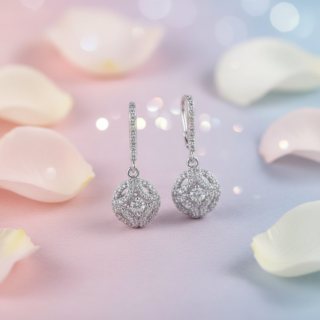 925 Sterling Silver Crystal Drop CZ Hook Earrings