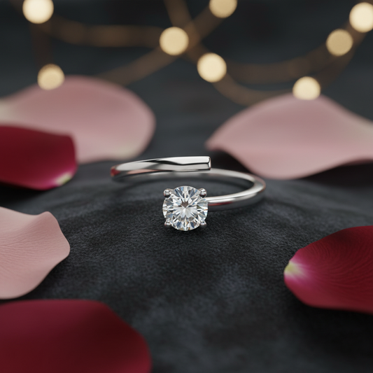 925 Sterling Silver Adjustable Stone Ring