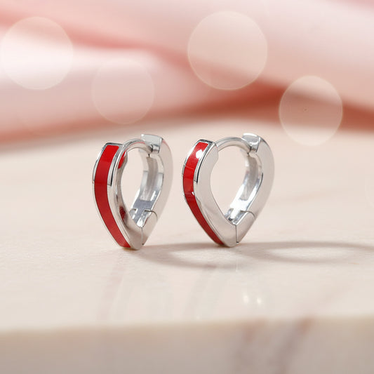 925 Sterling Silver Heart Hoop Earrings