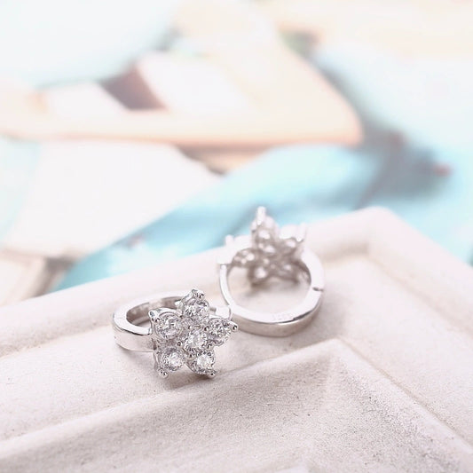 925 Sterling Silver Five Stone Flower Earrings