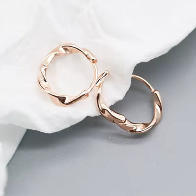 Rose Gold Plated 925 Sterling Silver Twisted Hoop Earrings