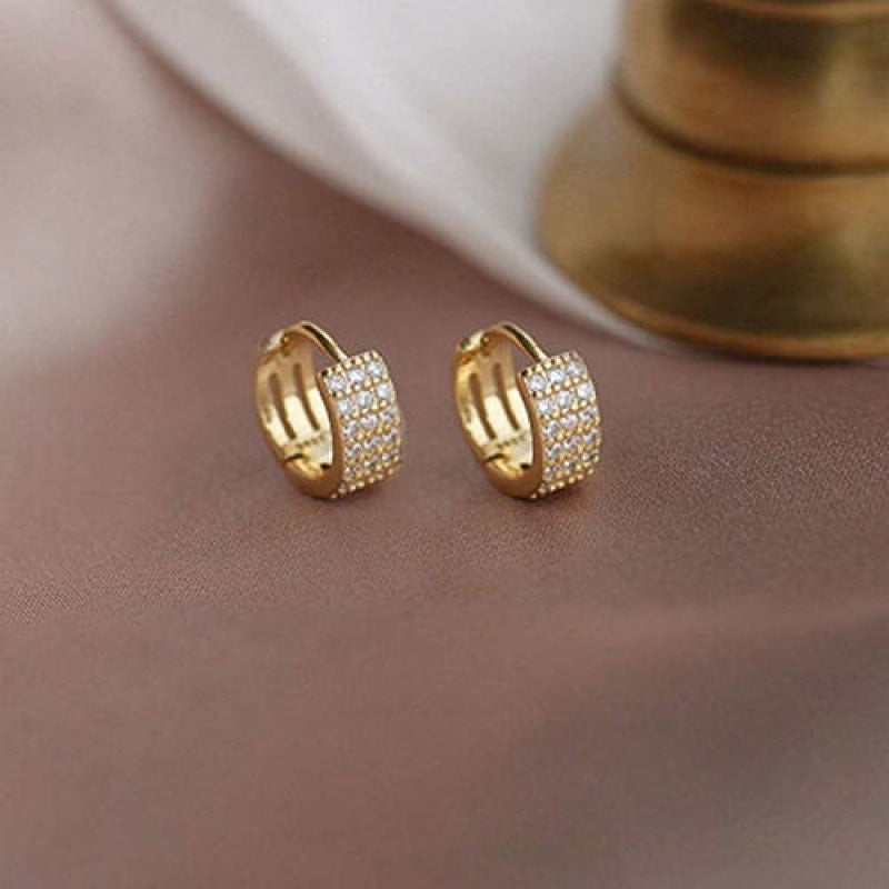 Gold Plated 925 Sterling Silver CZ Hoop Earrings