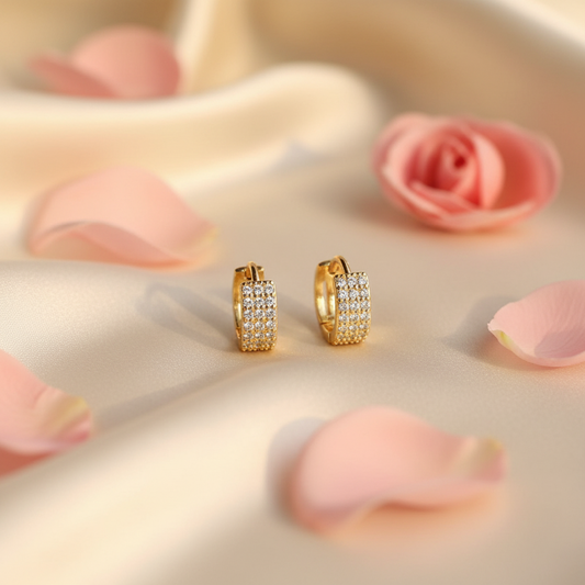 Gold Plated 925 Sterling Silver CZ Hoop Earrings