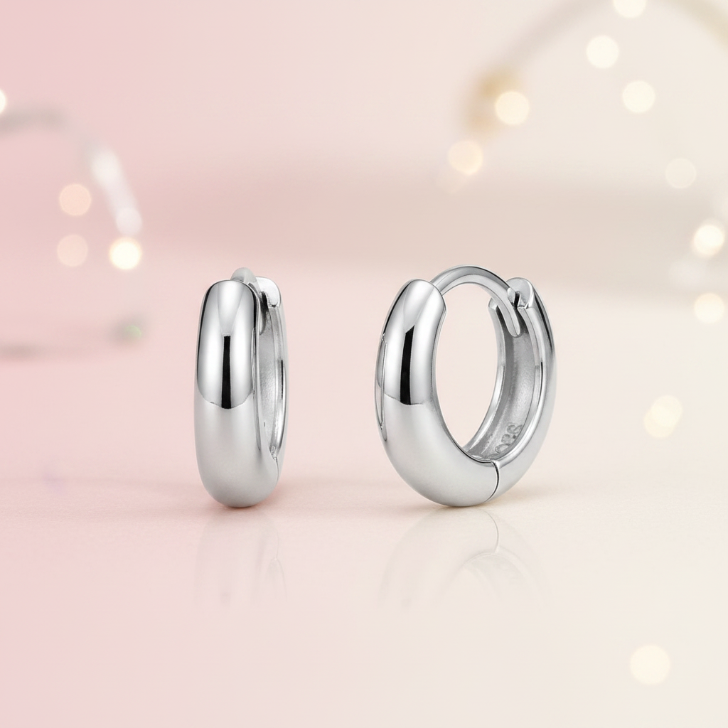 925 Sterling Silver Plain Hoop Earrings