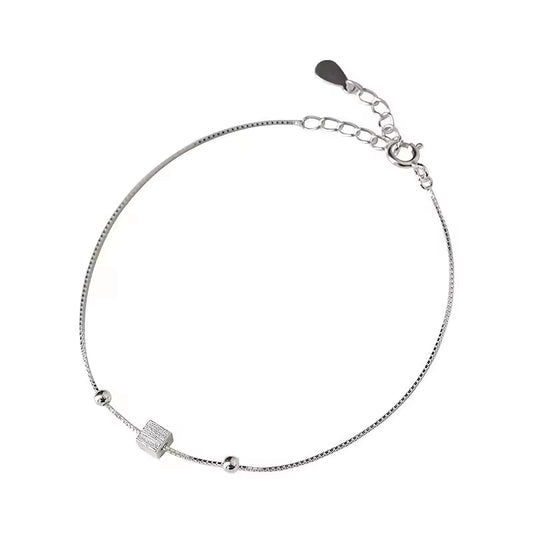 925 Silver Square Bead Anklet