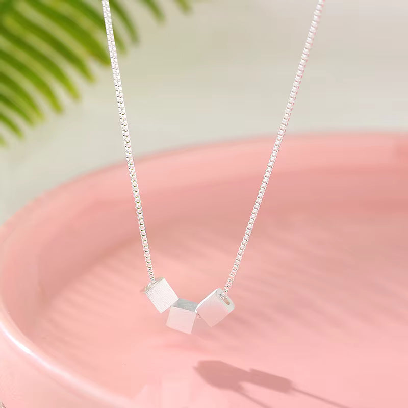 925 Sterling Sqaure Bead Necklace
