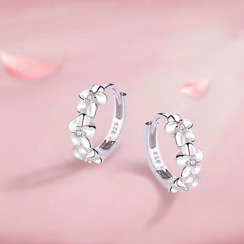 925 Sterling Silver Small Flower Hoop Earrings