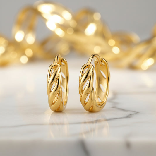 Elvi 925 Sterling SilverTwisted Hoop Earrings