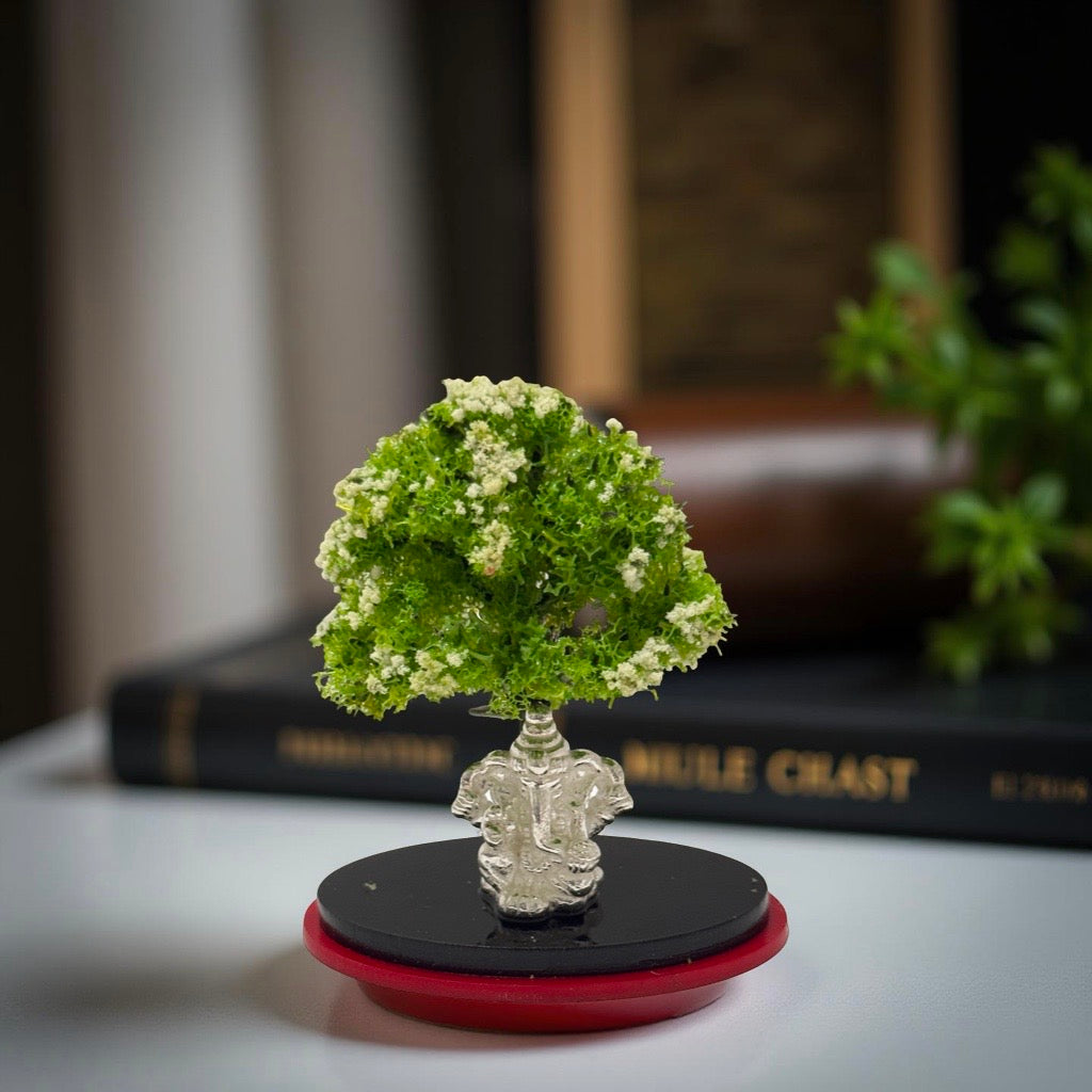 925 Silver Ganesh Under Tree - 2.5 inches