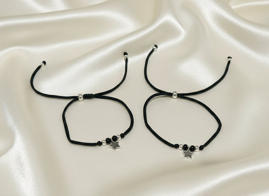 925 Silver Star Charm Black Thread Nazriya Payal