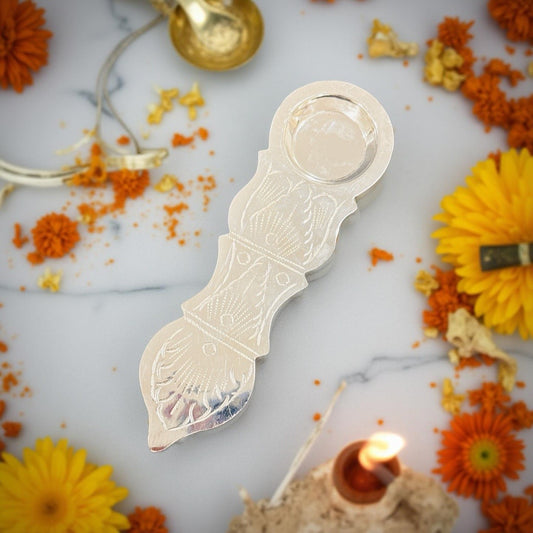 Silver Karpur Arti Diya 5.2 Inches