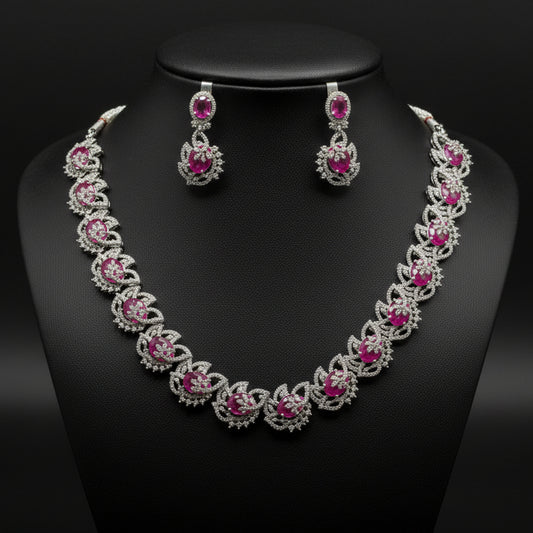 Veena CZ Necklace and Earrings Set