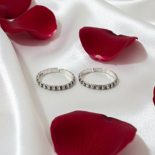 925 Antique Silver Diya Toe rings