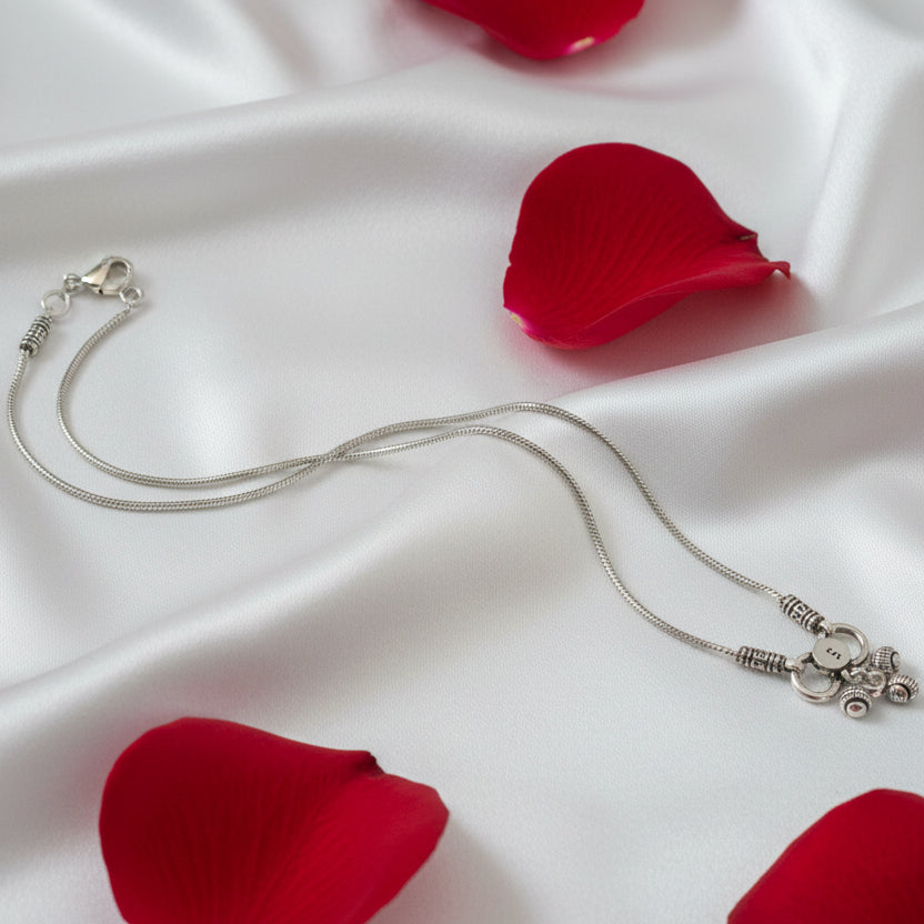 Deetya-925 Antique Silver Anklet 10 Inches