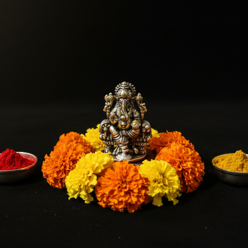 925 Silver Two Tone Ganpathy Idol