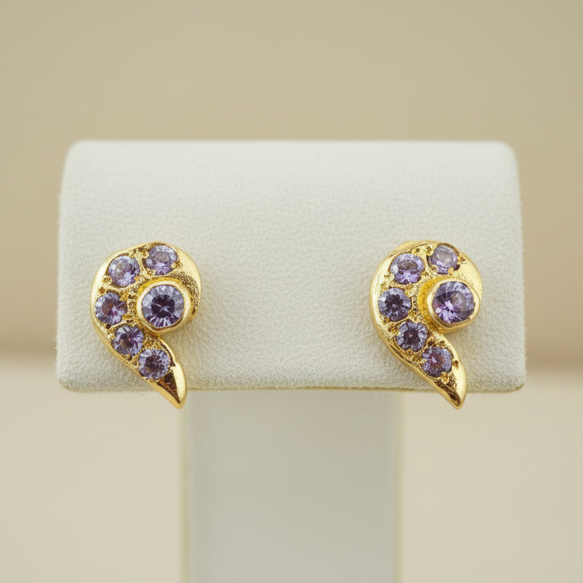 18KT Gold White Stone Stud Earrings