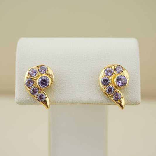 18KT Gold White Stone Stud Earrings