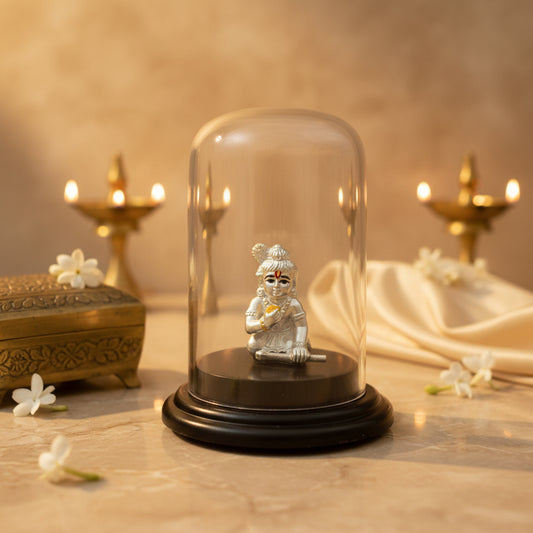 999 Silver Acrylic Case Ladoo Gopal Idol